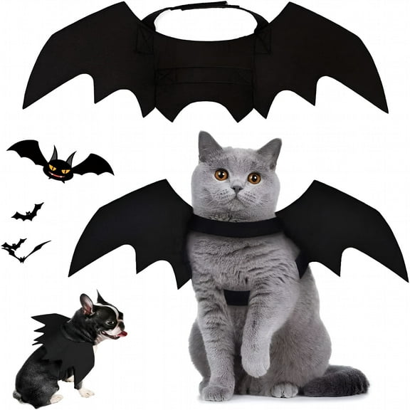 BESTSKY Pet Costumes Bat Wings for Puppy and Cat Halloween Dog Costumes Party Cosplay Decoration Black Apparel for Cat Small Dogs