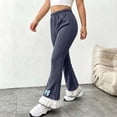 thumbnail image 5 of Ugoldhm Girl's Ribbed Knit Flare Pants Elastic Waist Ruffle Hem Bow Decor Slim Casual Bell Bottom Trousers 0-14Y, 5 of 7