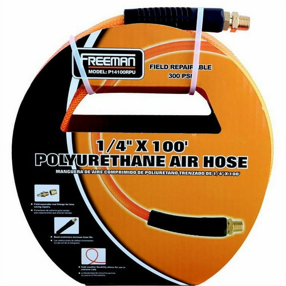 Freeman P14100RPU 1/4" x 100' Polyurethane Air Hose with Field Repairable Ends