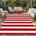 thumbnail image 3 of Outdoor Rug 4x6 ft Red White Vintage Striped Waterproof Outdoor Patio Rug Mat Non Slip Outside Area Rugs Carpet for RV,Camping,Porch,Deck,Pool,Balconybackyard,Abstarct Modern Geometric Art, 3 of 9
