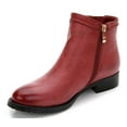 thumbnail image 3 of Ferwind Women's Ankle Booties Buckle-Strap Elastic Burgundy Adult Burgundy  8, 3 of 8