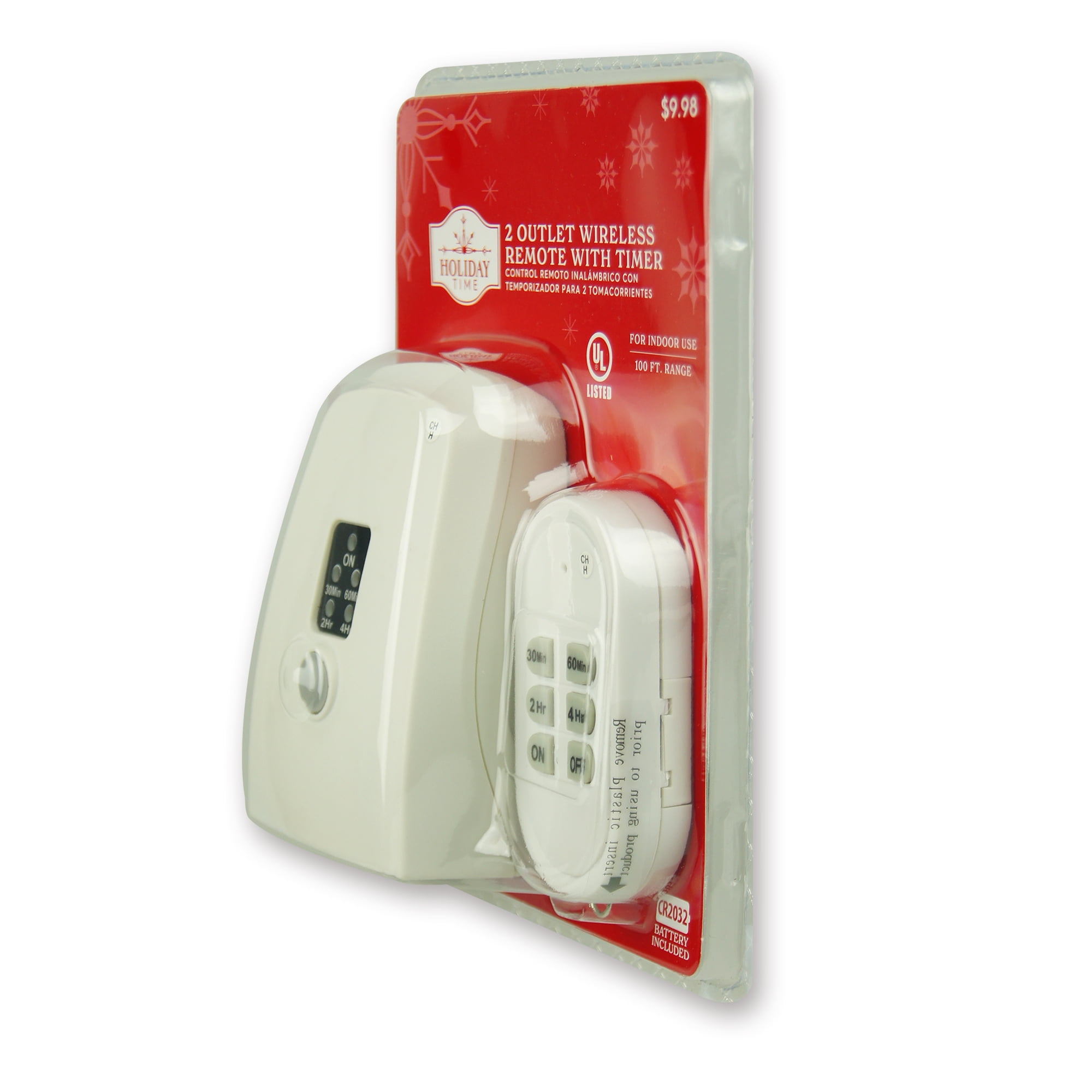 3-Outlet Wireless Remote with Timer, 15 Amps, Indoor/Outdoor, Black, by  Holiday Time 