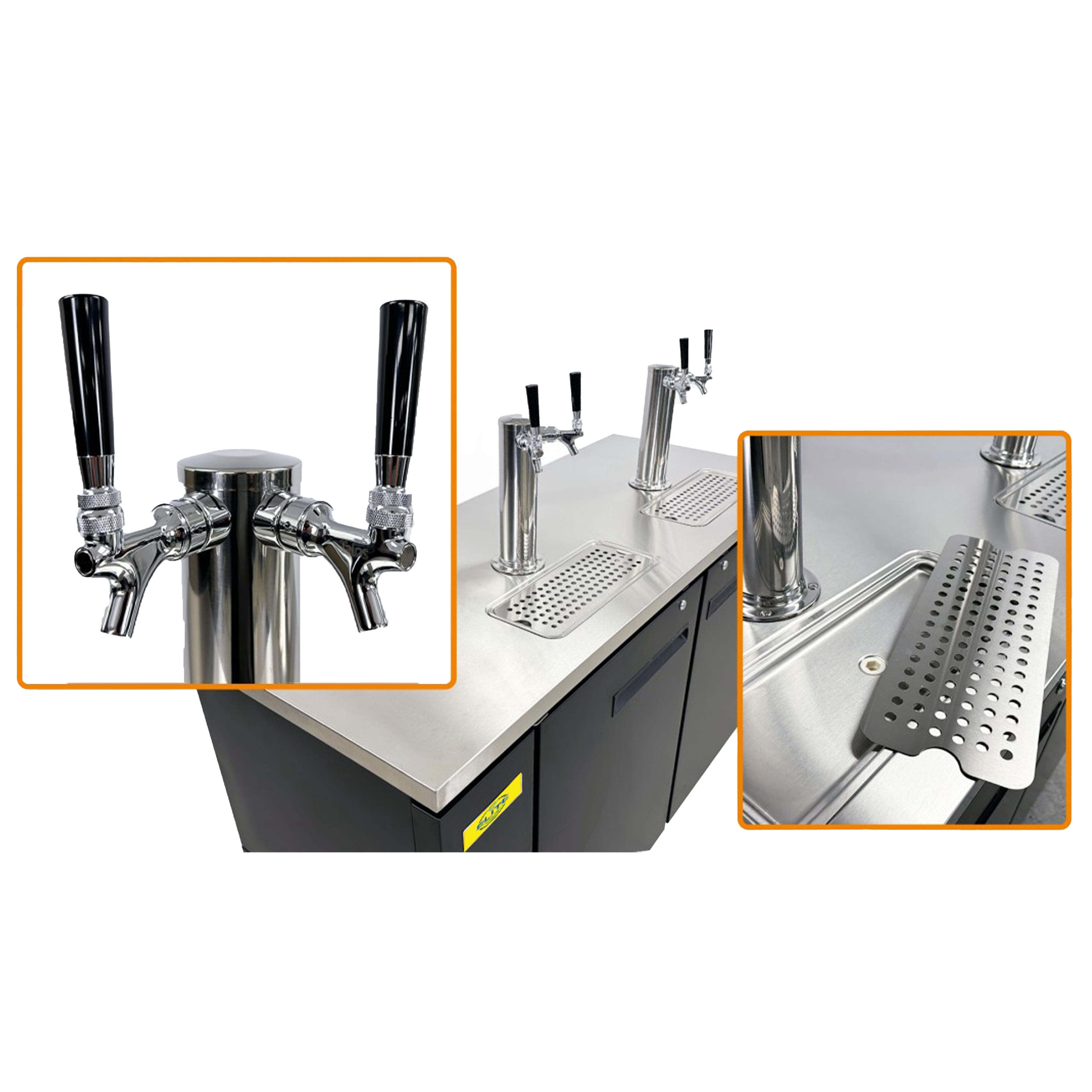 61 in. Commercial 4 Tap 2 Towers Kegerator Refrigerated Beer Dispenser 15 Cu.Ft. NSF Certified