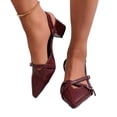 thumbnail image 4 of Samdudou Strappy Heels for Women Closed Toe Pointed Front Slingback Pumps Glossy Finish Elegant Criss Cross Multiple Buckle Straps Chunky Block Heel Evening Banquet Shoes, 4 of 9