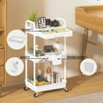 thumbnail image 5 of LLMRR 3 Tier Rolling Utility Cart with Drawer, Cart with Drawer & Handle, Bathroom Cart Organizer, Rolling Storage Cart with Drawer, Rolling Cart with Lockable Wheels for Kitchen, Office, White, 5 of 10