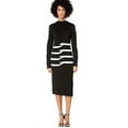thumbnail image 2 of Nicole Miller Artelier BLACK/IVORY Tidal Pleat Mock Neck Dress, US Petite, 2 of 5