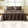 thumbnail image 6 of Jessy Home Bed Sheets Set 4 Piece Queen/Full Sheet Set Brown Gray Cotton Blend Fitted Sheet, Flat Sheet & 2 Pillowcases Bedding Set, 6 of 11