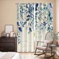 thumbnail image 3 of Blue Teal Eucalyptus Leaves Kitchen Curtains 84 Inch Length, Watercolor Vintage Botanical Grommet Top Bedroom Living Room Curtains, Light Filtering Cafe Curtain Drapes 2 Panels Set 84''x84'', 3 of 9