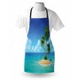 thumbnail image 4 of Island Apron Illustration of Desert Island with Exotic Tree and Skyline Paradise Rest, Unisex Kitchen Bib Apron with Adjustable Neck for Cooking Baking Gardening, Turquoise Cream Green, by Ambesonne, 4 of 4