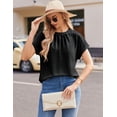 thumbnail image 6 of Weardear Chiffon Work Blouses for Women Dressy Casual Swiss Dots Short Sleeve Tops Back Button Flowy Summr Shirt Tunic Tops, 6 of 10