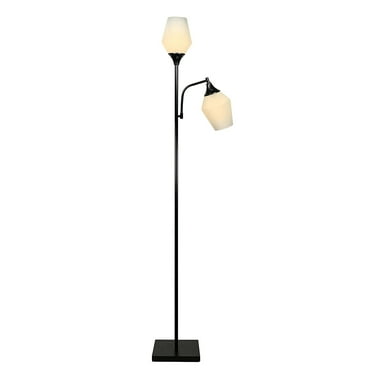 Fangio Lighting 71.5" Wrought Iron Tree Floor Lamp with Two Frosted Glass Shades