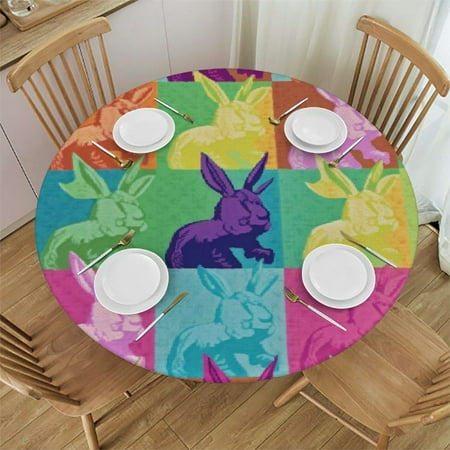 

Jiayy Colorful Pattern Round Tablecloth for Outdoor Picnic Camping and Indoor Kitchen Dining Party 100% Polyester Fiber 31-35