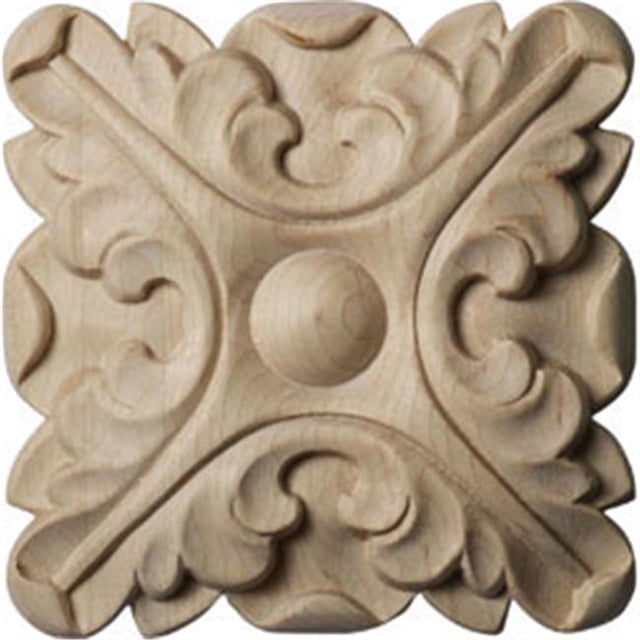 Ekena Millwork ROS04X04ACMA 4.25 in. W x 4.25 in. H x .62 in. P Acanthus Rosette- Maple- Architectural Accent