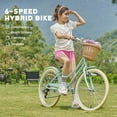 thumbnail image 4 of Glerc Missy 24" Girls Cruiser Bike 6-Speed Women's Hybird Bicycle for Ages 7-11 Years, Mint Green, 4 of 12