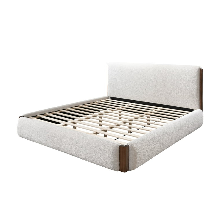 ACME Sandro Fabric Upholstered Eastern King Bed in White