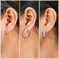 thumbnail image 4 of Aretes JeenMata 3 Pares de Aros huggies con piedras talladas en baguette, 4 of 4