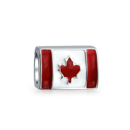 - Canada Flag Red Maple Leaf Patriotic Charm Bead For Women For Teen 925 Sterling Silver Fits European Bracelet