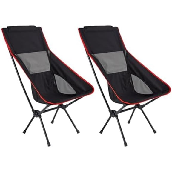 Portable Camping Chair Backpacking Chair - Ultralight Folding Chair - Compact, Lightweight Foldable Chairs for Hiking Mountaineering, Beach, 2 Pack,Black/Red$$Sport & Recreation Other