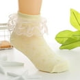 thumbnail image 4 of Tao Tao Girls Lace Ankle Socks Ruffle Frilly Cotton Socks Trim Lace,Princess Socks for Big Girls Yellow 4 Years, 4 of 4