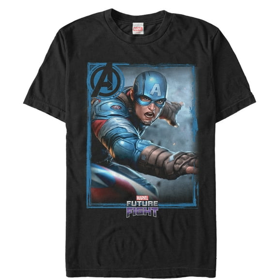 Men's Marvel Future Fight Captain America Graphic Tee Black Large