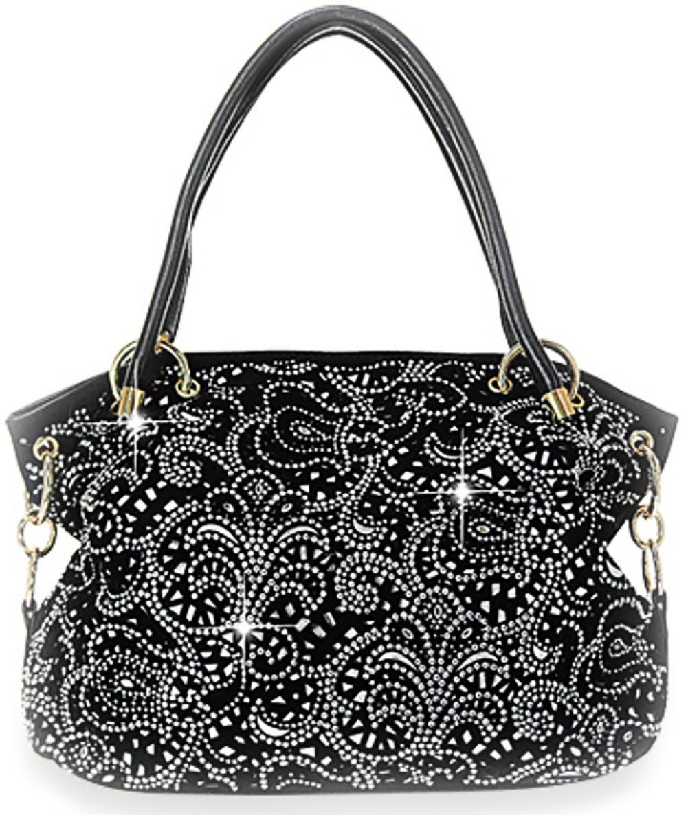 Zzfab Zzfab Laser Cut Purses Double Handles Bling Purse Black