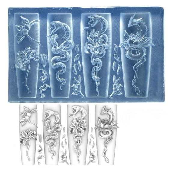 COOLHOOD Multifunctional Clear Silicone Carving Nails Mold for Creating Beautiful Floral Resin Design and Nails Art