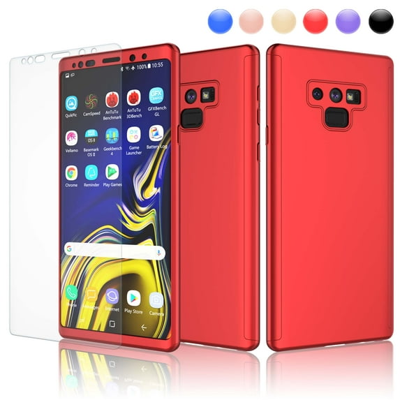 Njjex for Galaxy S10 / S10+ / S10e / S9 / S9+ / S8 / S8+ / S7 / S7 Edge / Note 9 / J4 / J6 Ultra Thin Premium Dual Layer Plastic Hard Case with Screen Protector Skin