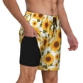 thumbnail image 2 of Fuzoiu Yellow Polka Dot Sunflower Print Men's Swim Shorts,Quick-Dry Double-Layer Swim Trunks,Board Trunks,Beach Shorts Swimwear Bathing Suits-Large, 2 of 6