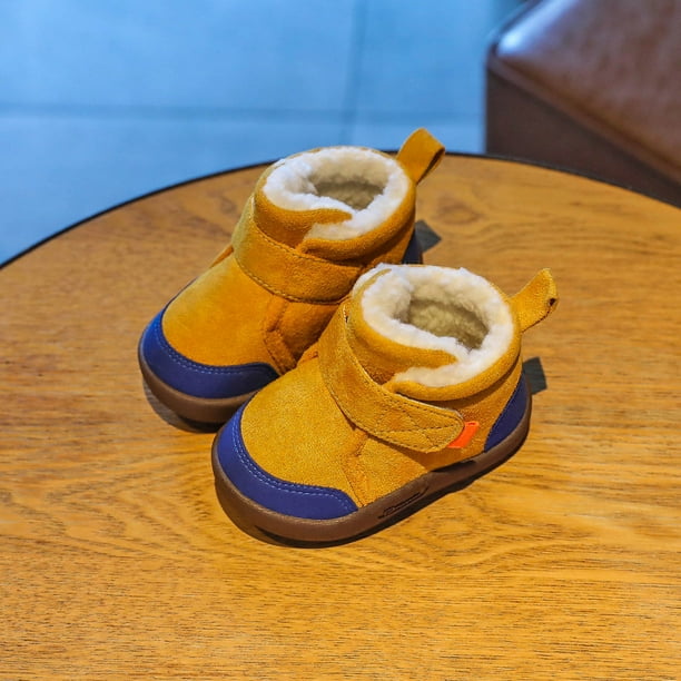 Puntoco Botas De Nieve De Invierno Para Bebés De 1-2-3 A 4 Años, Zapatos De Suela Blanda Para Bebés, Además De Zapatos Grandes De Algodón Gruesos De Terciopelo Amarillo 17