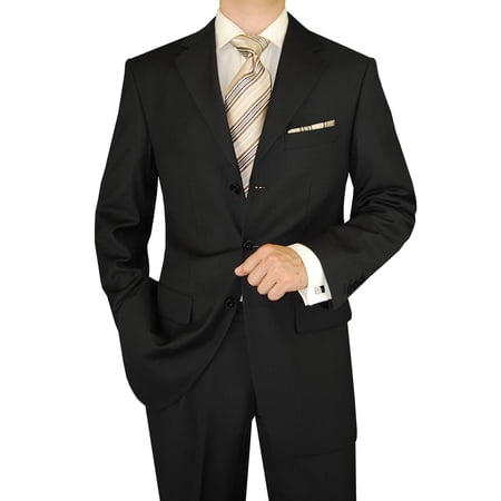 DTI GV Executive Men's Italian Suit Three Button Wool Jacket Trousers Stripe Black Stripe