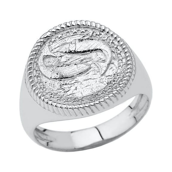 Pisces Astrological Zodiac Unisex Statement Ring In Sterling Silver