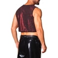 thumbnail image 3 of INSPIRE CHIC Men's Metallic Sequins Crewneck Sleeveless Cropped Festival Tank Top M Red, 3 of 5