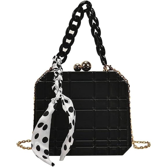 Kukuzhu Women Acrylic Evening Bags Chic Silk Wedding Party Evening Handbag Shoulder Bag