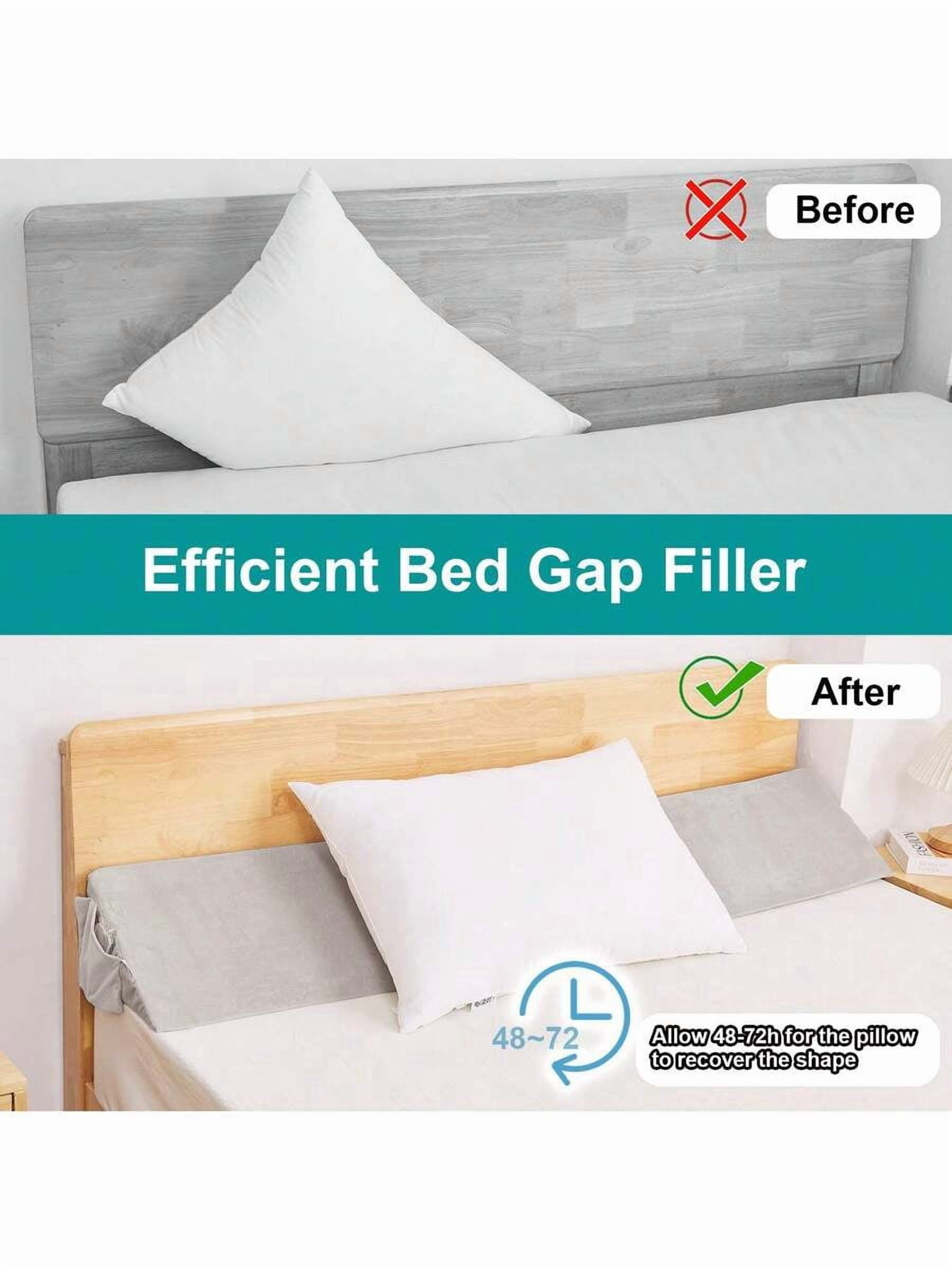 Contoured Wedge Pillow With Removable Gray Cover - 100% Foam Bed Gap Filler & Backrest Support For Sleeping, Machine Washable, Medium-Soft Comfort For Full-Body Support, Elegant Bedroom Accessory