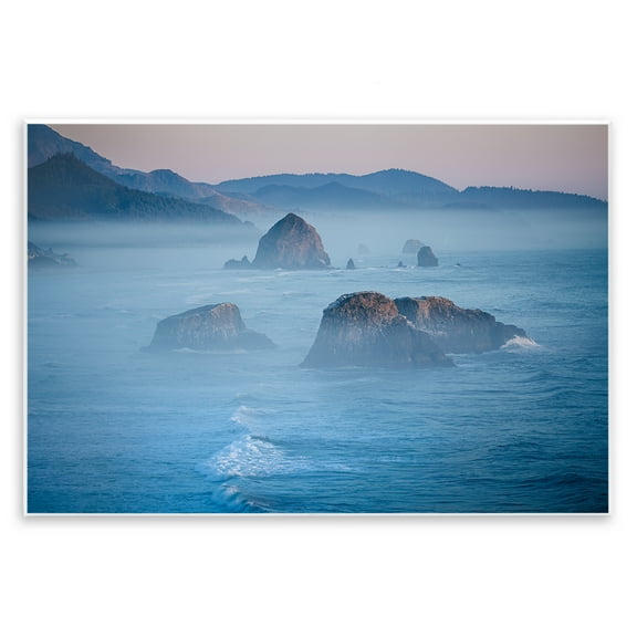 Stupell Industries Rocks Protruding from Sea Landscape & Nature Photography Unframed Art Print Wall Art, 15 x 10