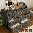 thumbnail image 4 of Vabches 6 Drawers Dresser with Charging Station for Bedroom, Wood Chest of Drawers,Dark Brown, 4 of 14