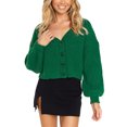thumbnail image 1 of hirigin Women Button Down Sweaters Jacket Solid Color Casual Fluffy Knitted Crop Cardigan Streetwear, 1 of 6