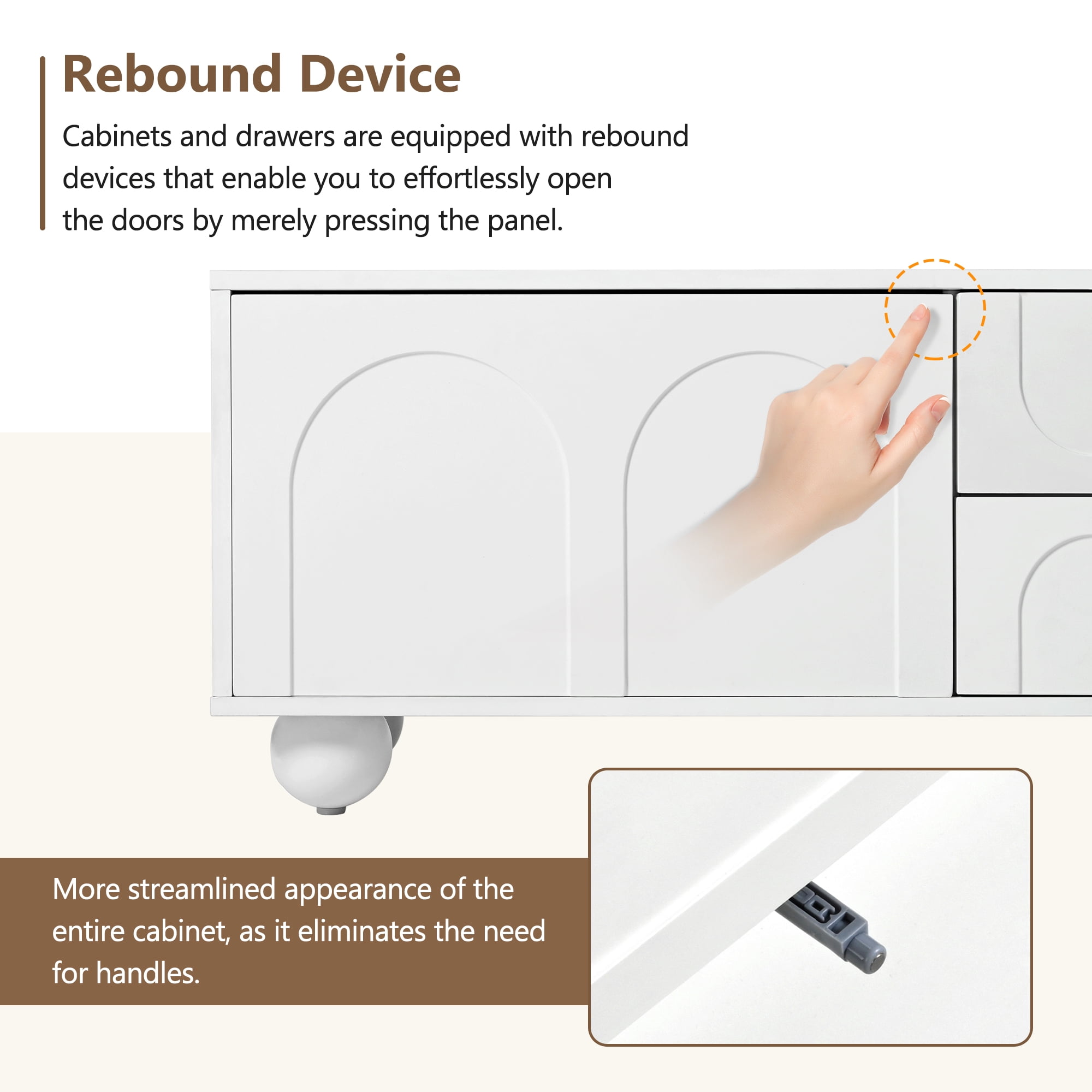 MAYEERTY Cream Style TV Stand - Arched Doors & 2 Drawers, Fits TVs up to 75"