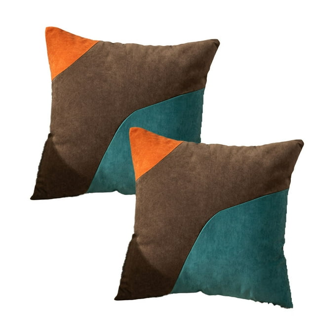 Funda de almohada para sofá, mueble cuadrado empalmado irregularmente de tres colores, 2 uds.