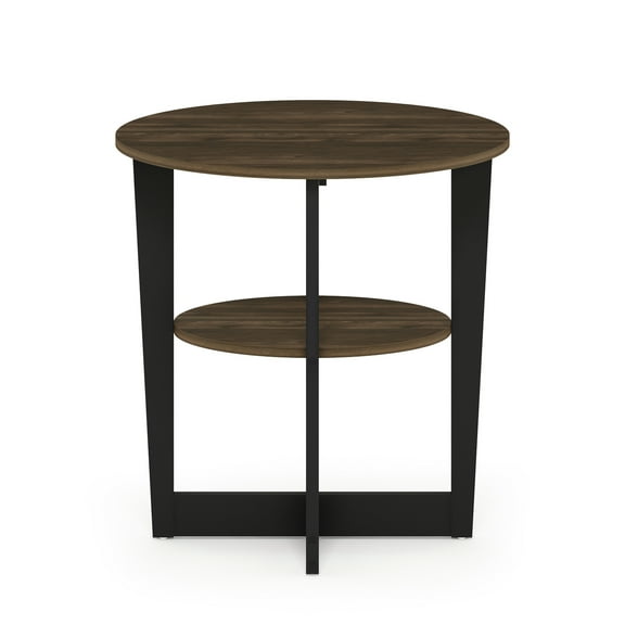 Furinno JAYA Contemporary Engineered Wood Oval End Table - Columbia Walnut/Black