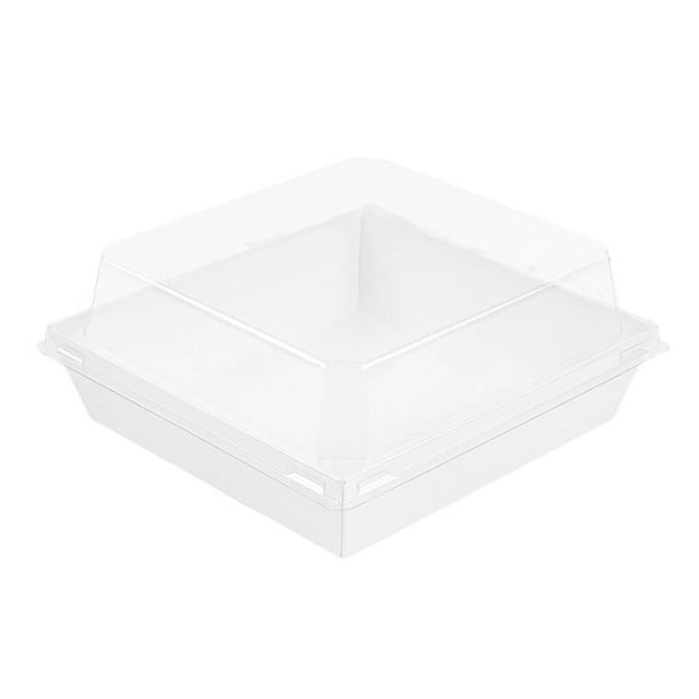 Pack of 100 Cupcake Boxes with Window Kraft Shaped Cupcake Boxes Containers Paper Pastry Containers Bakery Portable Cake Sandwich Dessert Chocolate Gift White