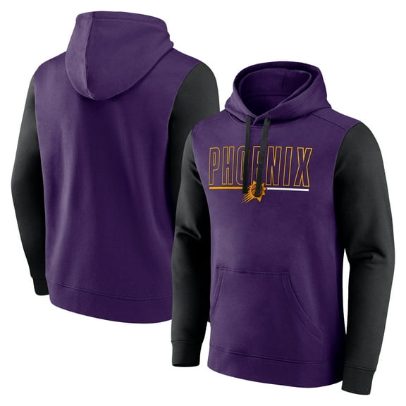 Men's Logo Athletic Purple Phoenix Suns Outline Colorblock Pullover Hoodie