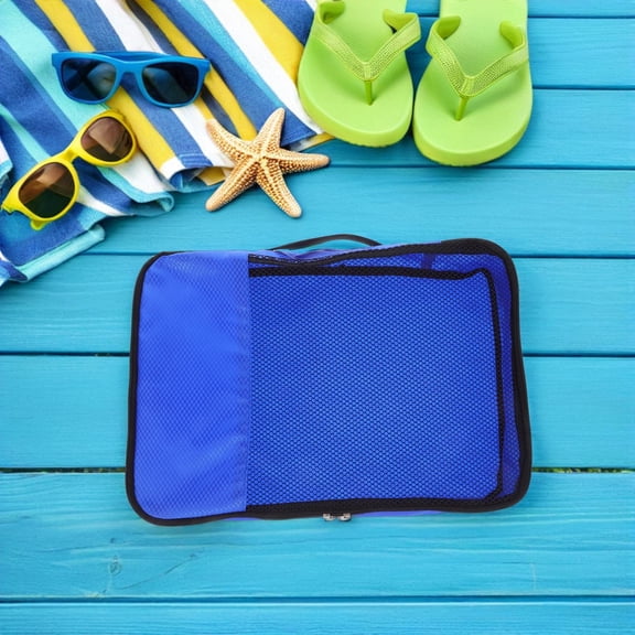 YOSADIER Durable Oxford Travel Packing Bags Blue Mesh Design for Efficient Storage