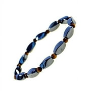 Purple Whale Hematite and Tiger Eye Gemstone Healing Bracelet, 7 inches