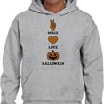 thumbnail image 2 of Peace Love and Halloween Hoodie Sweatshirt Unisex X-Large Grey, 2 of 5