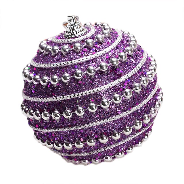 PYPESEEWY - Adornos navideños de bolas de purpurina con diamantes de imitación para decoración del hogar, estilo retro, 8 cm