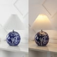 thumbnail image 6 of JONATHAN Y Shishen 19.5" Cottage Classic Chinoiserie Ceramic Orb LED Table Lamp with Pleated Shade, Navy/White, JYL5056C, 6 of 7