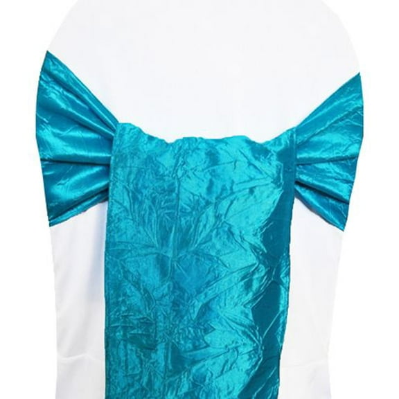 Wedding Linens Inc. (10pcs) 9.5"x 108" Crushed Crinkle Taffeta Chair Sashes Chair Bow Ties - Turquoise