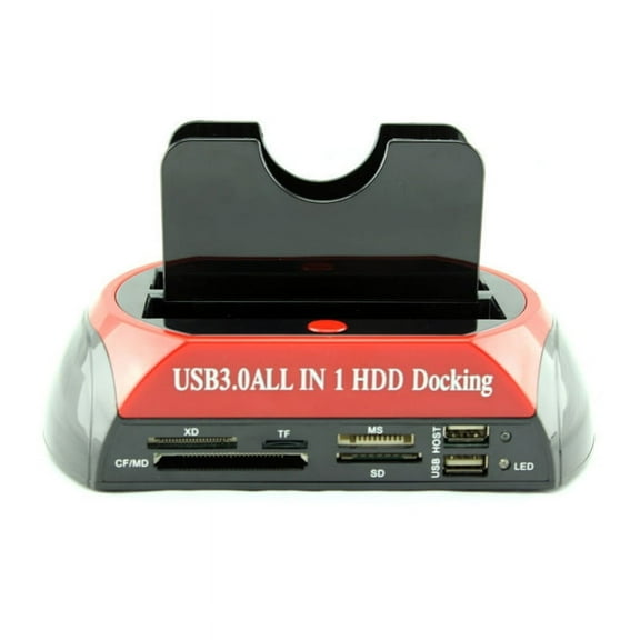 Dual Bay HDD Docking Station USB3.0 IDE 2.5 & 3.5 Inch External Hard Drive Dock All in 1 Hard Drive Holder US PLUG