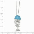 thumbnail image 2 of Sterling Silver Simulated Turquoise Enameled Cubic Zirconia Fish Necklace - 18 Inch - Measures 14mm Wide, 2 of 2